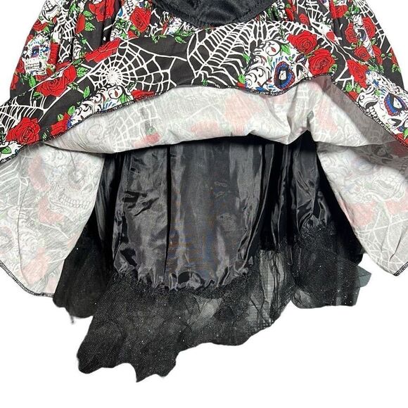 Lip Service Skulls & Roses Dress Up Costume Cosplay Mini Dress Size M - Picture 10 of 13